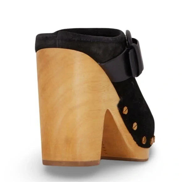 Veronica Beard Dacey Black Suede Buckle Clog - Picture 6 of 14